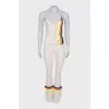 Beige suit with bright stripes