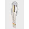 Beige suit with bright stripes