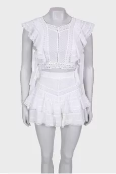 White suit with a skirt-shorts