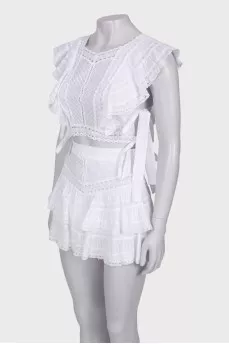 White suit with a skirt-shorts