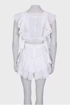 White suit with a skirt-shorts