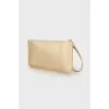 Gold tone leather clutch