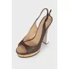 Straw weave leather sandals
