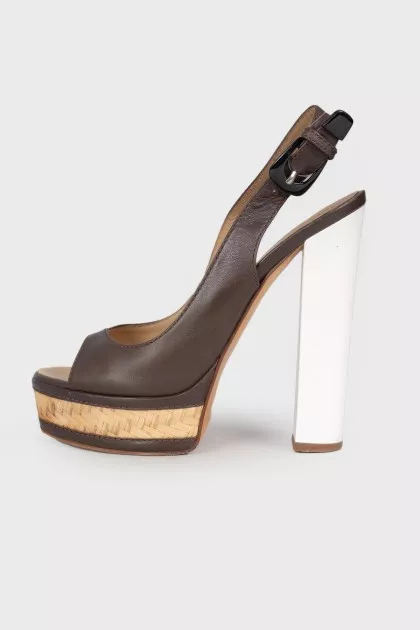 Straw weave leather sandals