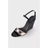 Wedge sandals with weave