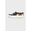 Printed leather slip-ons