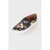 Printed leather slip-ons
