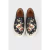 Printed leather slip-ons