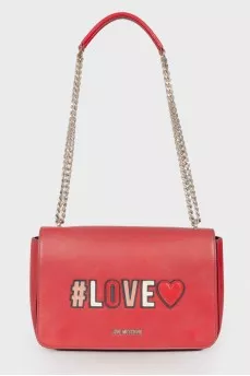 Red bag with patches