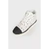 Textile boots with rhinestones