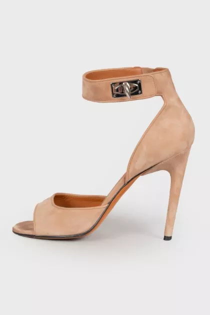 Suede stiletto sandals