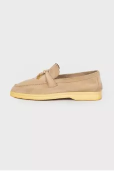 Beige suede loafers