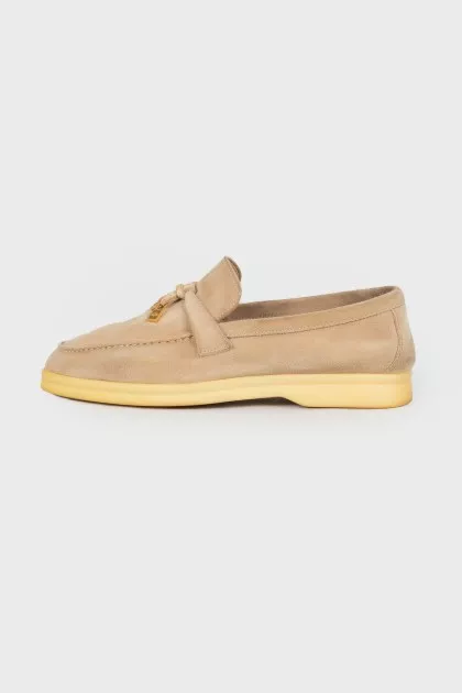Beige suede loafers