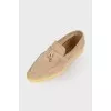Beige suede loafers