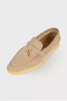 Beige suede loafers