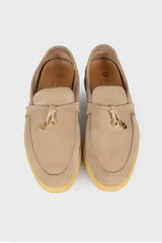 Beige suede loafers