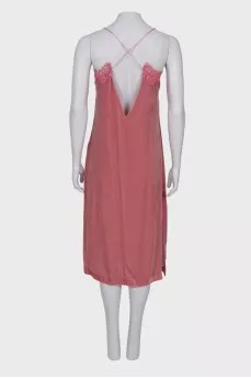 Velor dress with lace, with tag