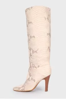 Snakeskin embossed boots
