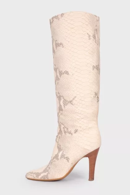 Snakeskin embossed boots
