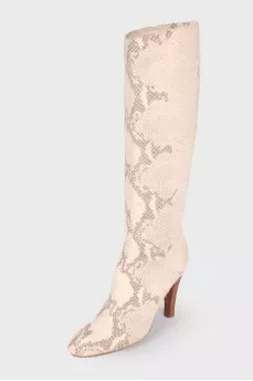 Snakeskin embossed boots