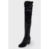 Embroidered textile ankle boots