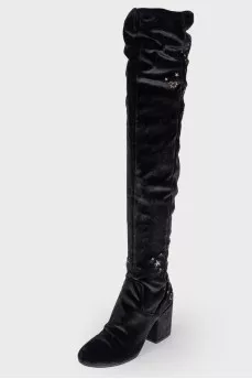 Embroidered textile ankle boots