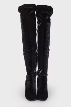Embroidered textile ankle boots