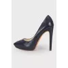 Navy blue embossed shoes
