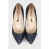 Navy blue embossed shoes