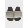 Slippers with mink fur