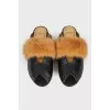 Leather mules with mink fur