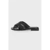 Black leather slippers