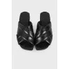 Black leather slippers