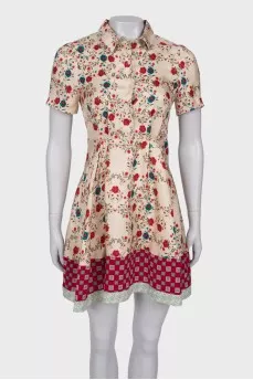Silk dress with A-symmetrical hem