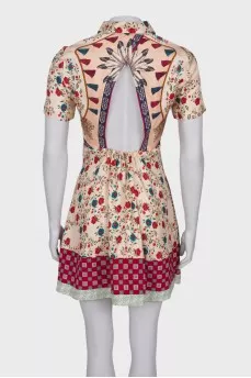 Silk dress with A-symmetrical hem