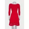 Red dress with A-symmetrical hem