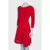 Red dress with A-symmetrical hem