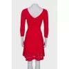 Red dress with A-symmetrical hem