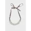 Knitted necklace with rhinestones