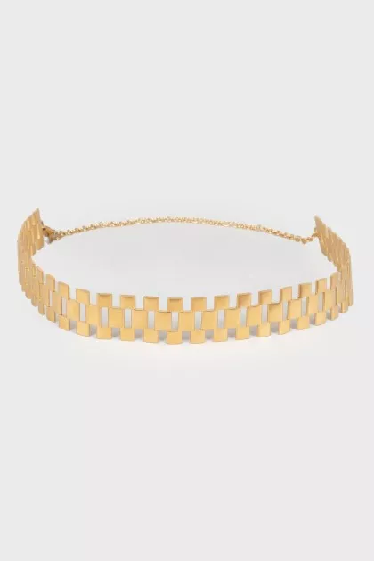 Gold-tone embossed belt