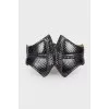 Black python leather belt