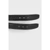Black python leather belt