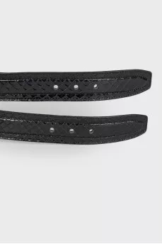 Black python leather belt