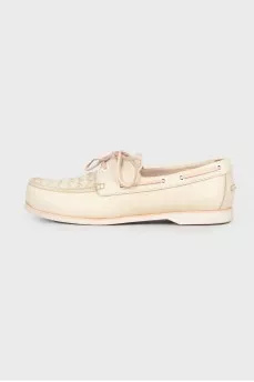 Milk leather moccasins