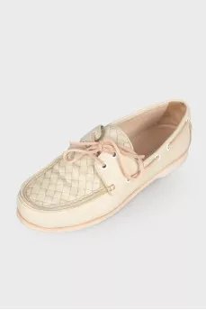 Milk leather moccasins