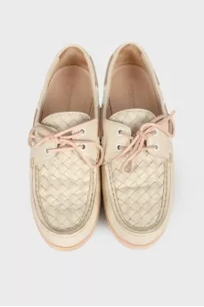 Milk leather moccasins