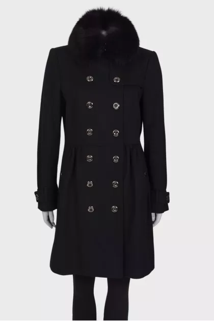 Black wool and cashmere coat