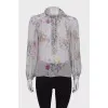 Sheer blouse in floral print