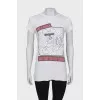 White T-shirt in rhinestone print