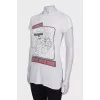 White T-shirt in rhinestone print